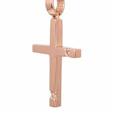 Βαπτιστικός ροζ gold σταυρός για κοριτσάκι Κ14 040957