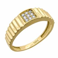 Χρυσό δαχτυλίδι τετραγωνισμένο με πέτρες Κ14 048275