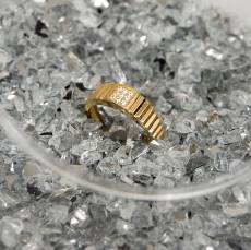 Χρυσό δαχτυλίδι τετραγωνισμένο με πέτρες Κ14 048275